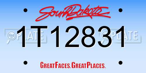 1T12831 South Dakota License Plate