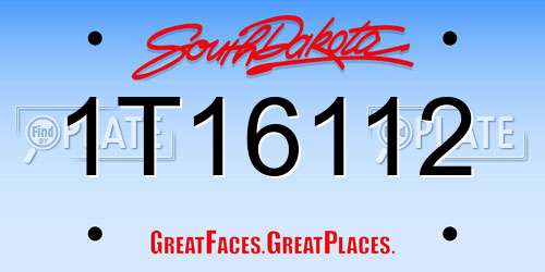 1T16112 South Dakota License Plate
