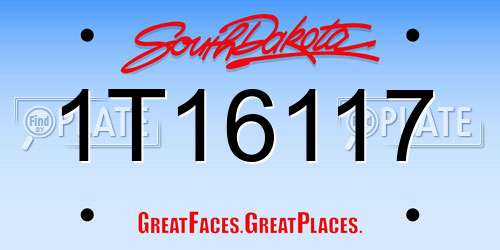 1T16117 South Dakota License Plate