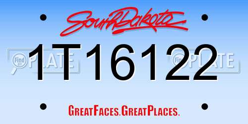 1T16122 South Dakota License Plate