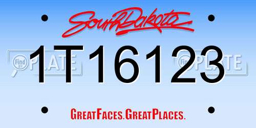 1T16123 South Dakota License Plate
