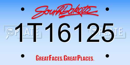 1T16125 South Dakota License Plate