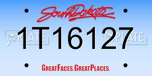 1T16127 South Dakota License Plate
