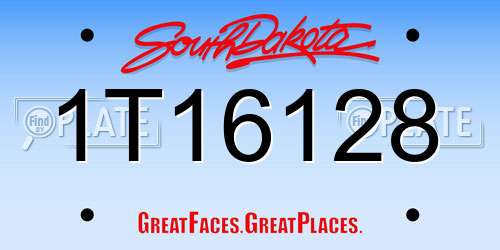 1T16128 South Dakota License Plate