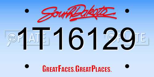 1T16129 South Dakota License Plate