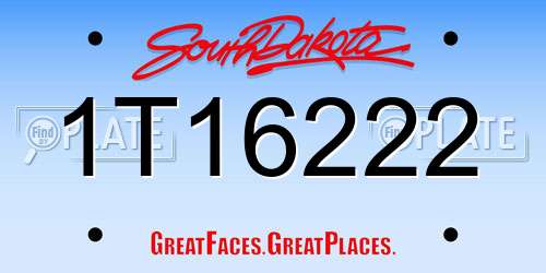 1T16222 South Dakota License Plate