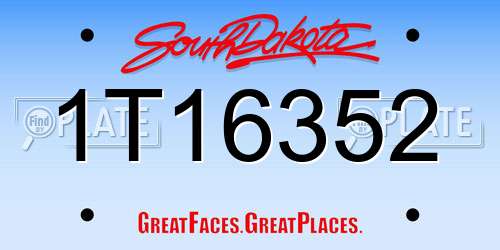 1T16352 South Dakota License Plate