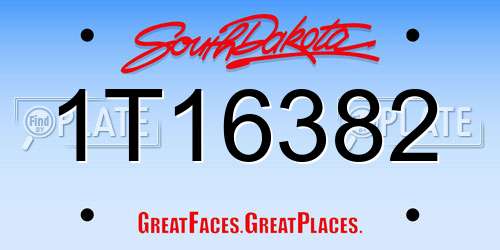 1T16382 South Dakota License Plate