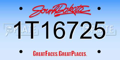 1T16725 South Dakota License Plate