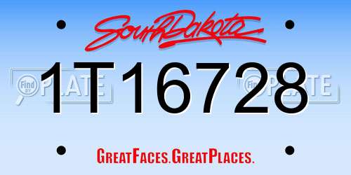 1T16728 South Dakota License Plate