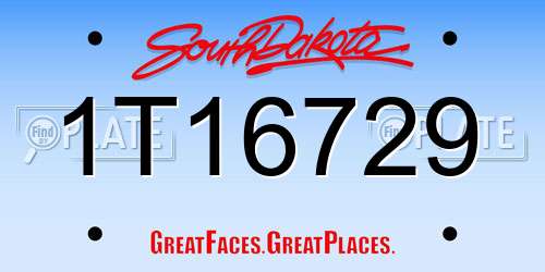 1T16729 South Dakota License Plate