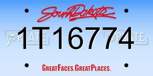 1T16774 South Dakota License Plate