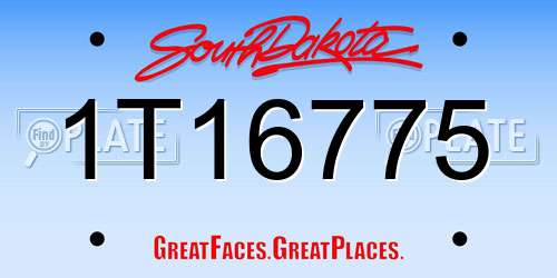 1T16775 South Dakota License Plate