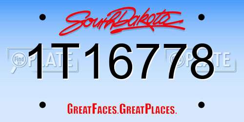 1T16778 South Dakota License Plate