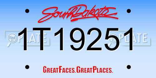 1T19251 South Dakota License Plate