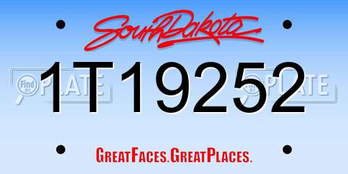 1T19252 South Dakota License Plate