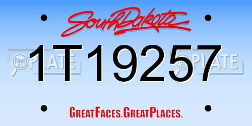 1T19257 South Dakota License Plate