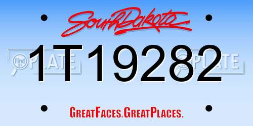 1T19282 South Dakota License Plate