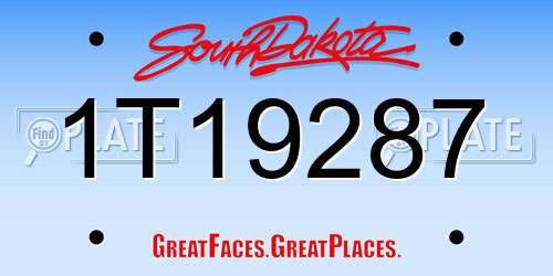 1T19287 South Dakota License Plate