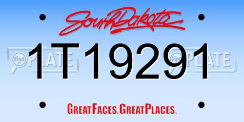 1T19291 South Dakota License Plate