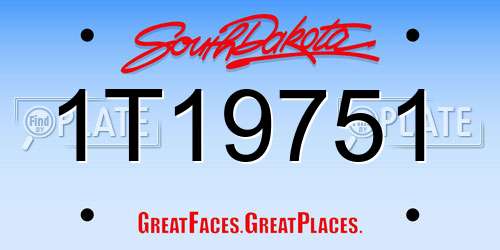 1T19751 South Dakota License Plate