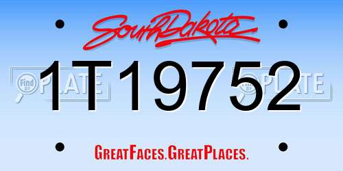 1T19752 South Dakota License Plate