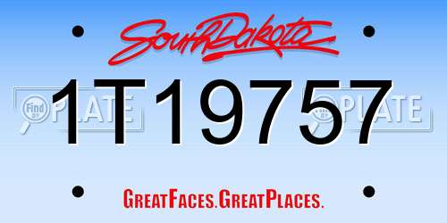 1T19757 South Dakota License Plate