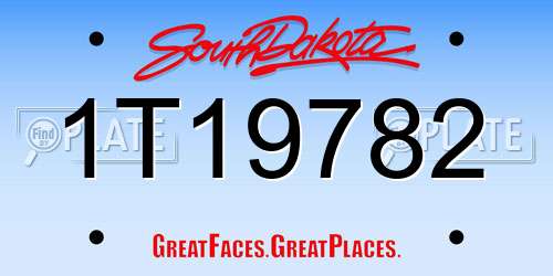 1T19782 South Dakota License Plate