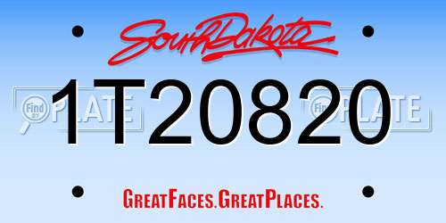 1T20820 South Dakota License Plate