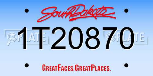 1T20870 South Dakota License Plate