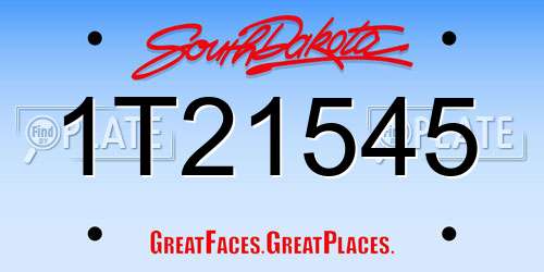 1T21545 South Dakota License Plate