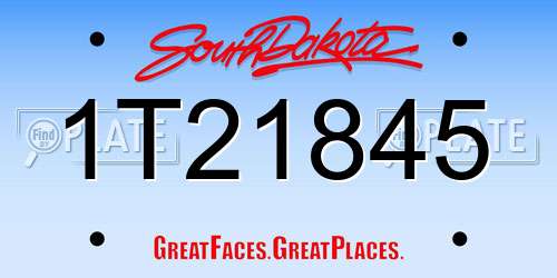 1T21845 South Dakota License Plate