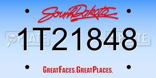 1T21848 South Dakota License Plate
