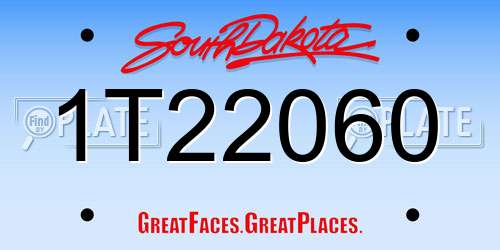 1T22060 South Dakota License Plate