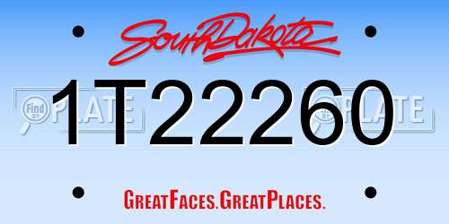 1T22260 South Dakota License Plate
