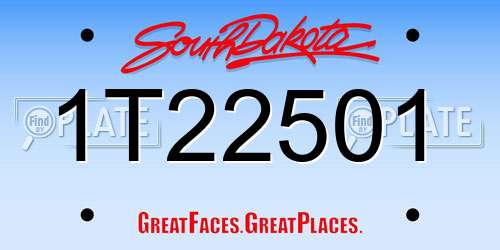 1T22501 South Dakota License Plate