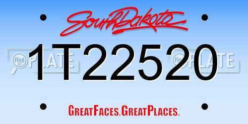 1T22520 South Dakota License Plate