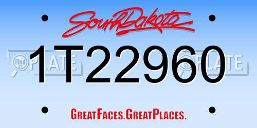 1T22960 South Dakota License Plate