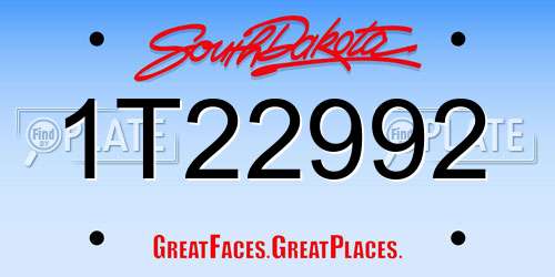 1T22992 South Dakota License Plate