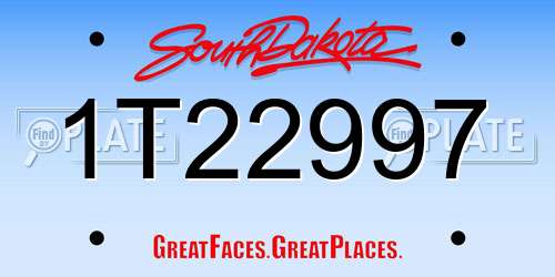 1T22997 South Dakota License Plate