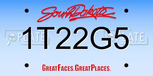 1T22G5 South Dakota License Plate