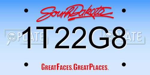 1T22G8 South Dakota License Plate