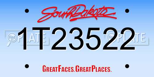 1T23522 South Dakota License Plate