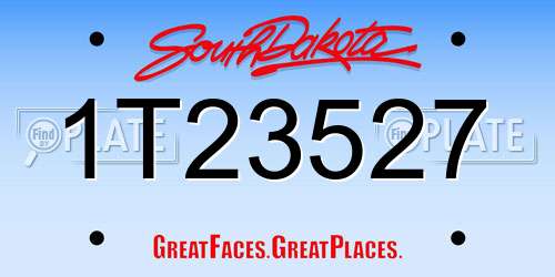 1T23527 South Dakota License Plate