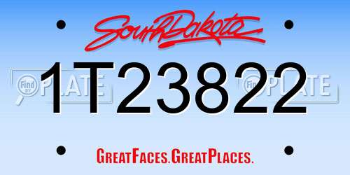 1T23822 South Dakota License Plate