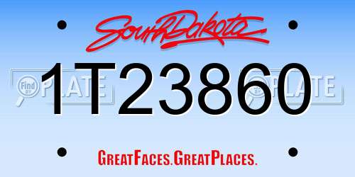 1T23860 South Dakota License Plate