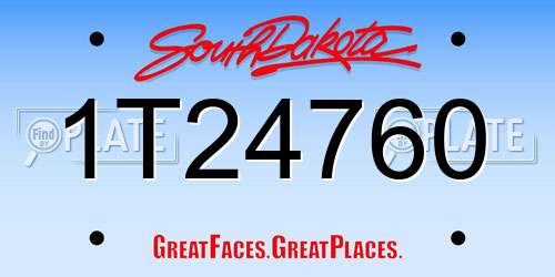 1T24760 South Dakota License Plate