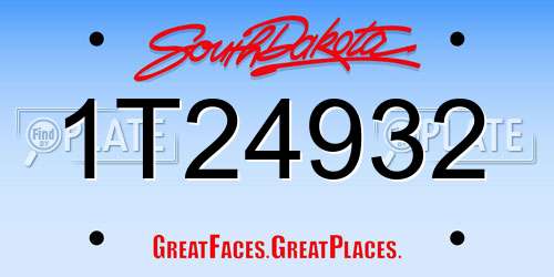 1T24932 South Dakota License Plate