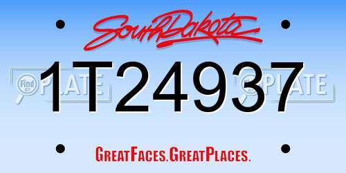 1T24937 South Dakota License Plate
