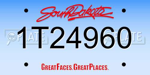 1T24960 South Dakota License Plate